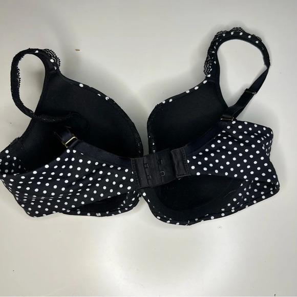 Soma Embraceable Full Coverage Lace Trim Black White Polka Dot Size 34C GUC - Picture 2 of 5